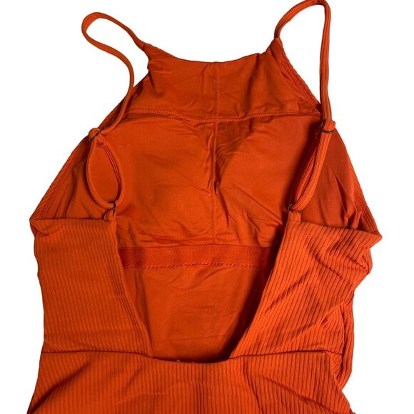 Andie The Asbury Ribbed One Piece Swimsuit Siren Orange Sz SM - Picture 4 of 10